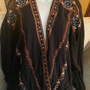 Free People Multi color beaded top with dolman sleeves